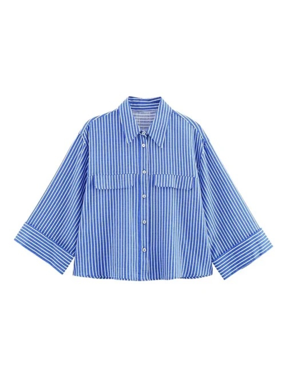 Zara Striped Poplin Cropped Shirt